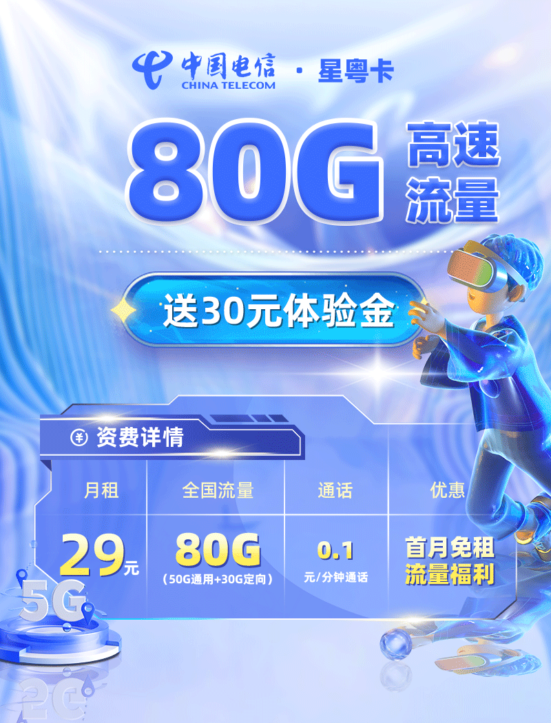 电信星粤卡29元80G流量【广东专属】  第1张