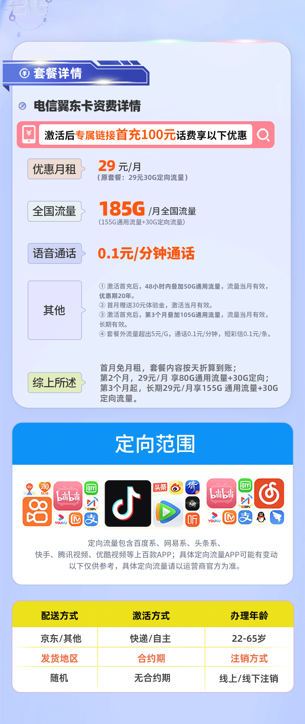 电信翼东卡29元155G通用流量+30G定向流量【山东专属】  第2张
