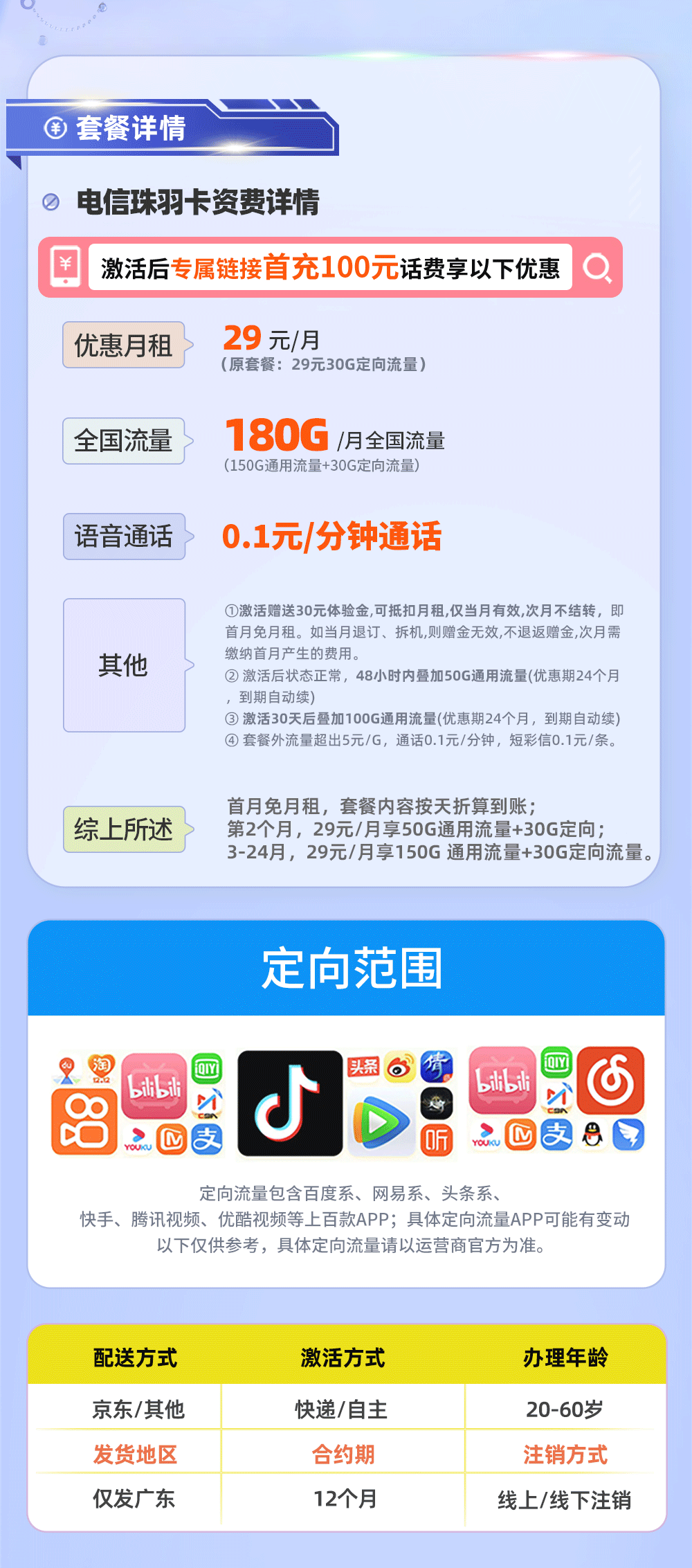 电信珠羽卡29元155G通用流量+30G定向流量【广东专属 】  第2张