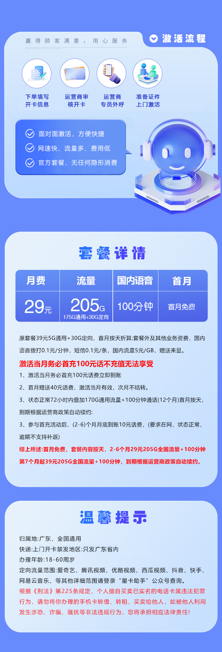 广东电信卡29元205G流量+100分钟通话  第2张